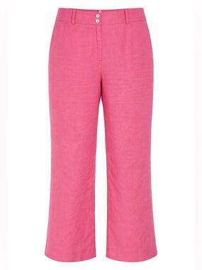 Linen Pants Wide Leg Cropped 14P High Rise Summer Resort Chic coastal grandma